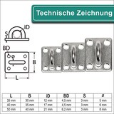 thumbnail of PRIOstahl Augplatte Öse 1 Stück Größe: 30 x 35mm Halterung Deckenhaken Befestigung Edelstahl V2A
