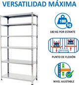 thumbnail of SimonRack Estantería Metálica, 2500x1000x500 mm, 6 Alturas, Bandeja Metal, 180 kg de Punto Flexión, Galvanizado - Simonclick