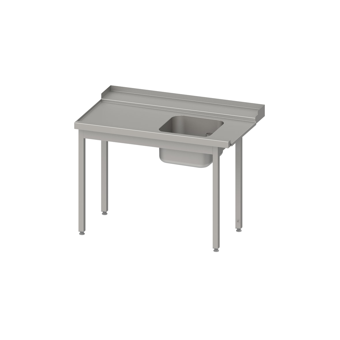 Stalgast Edelstahl  Zulauftisch, Korbführung mit Gefälle, ohne Grundboden, ein Becken 1000x750x880 mm, Anbauseite links, verschweißt