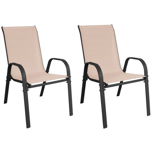 2er Set Stapelsessel Gartensessel Gartenstuhl Stapelstuhl Balkon beige