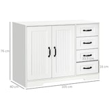 thumbnail of Sideboard MDF Weiß 105x40x76 cm mit 4 Schubladen, verstellbarem Einlegeboden und Kippschutz