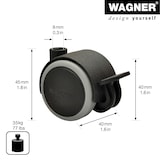 thumbnail of WAGNER Möbelrolle/Doppelrolle - SOFT - Durchmesser Ø 40 mm mit Bremse, schwarz/grau, Tragkraft 35 kg - 01072701