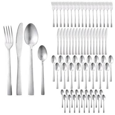 San Ignacio - Conjunto de talheres de 72 peças para 18 lugares em aço inoxidável fosco