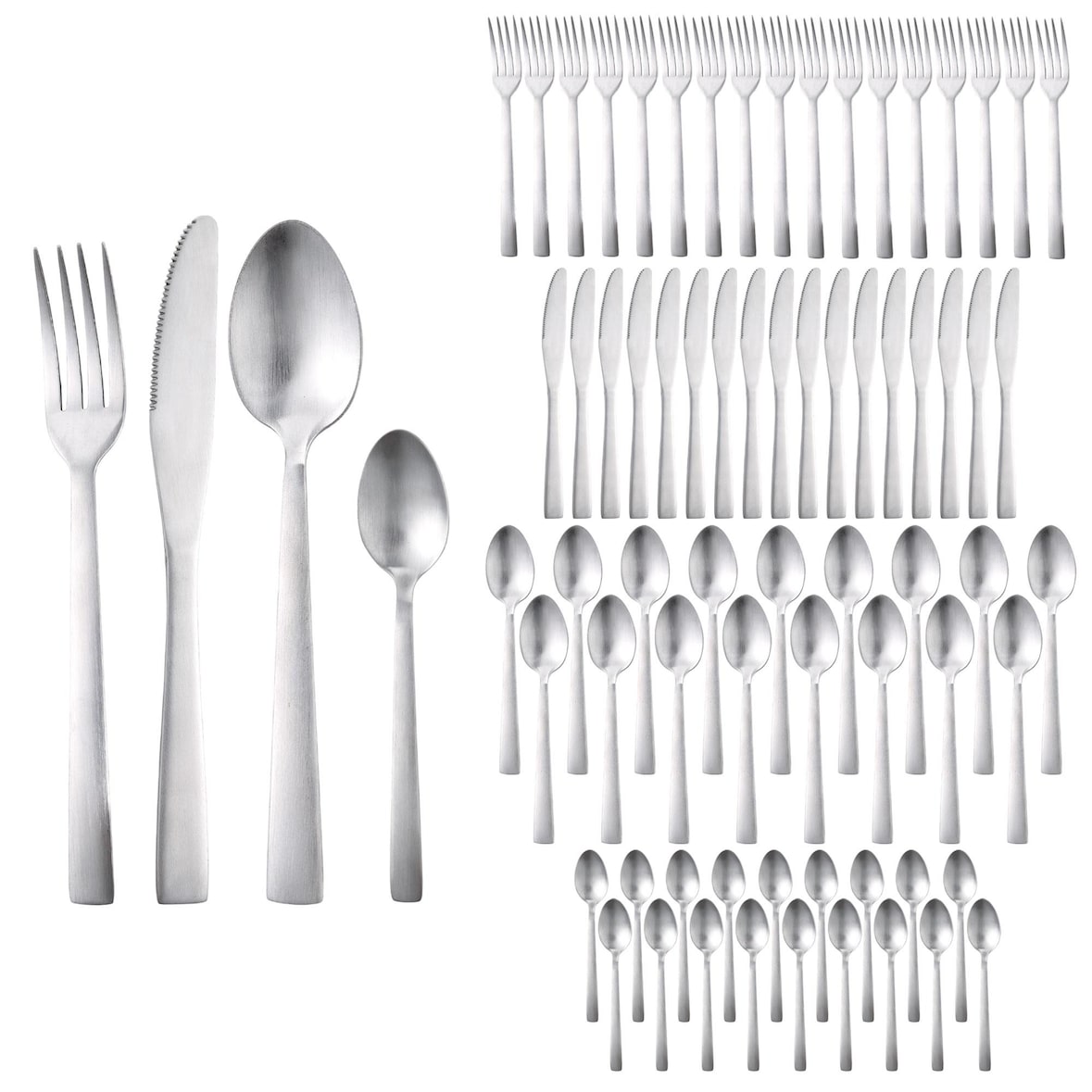 San Ignacio - Conjunto de talheres de 72 peças para 18 lugares em aço inoxidável fosco