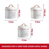 thumbnail of Set de boîtes de conserve vintage 3 pièces Blanc bordure Or Rose Herzberg HG04432