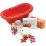 thumbnail of Portaoggetti da vasca in ceramica dal design retrò - Portasapone - Rosso - 19x12x9cm