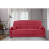 thumbnail of Clic clac 3 places MEGAN 14 - Tissu Soro rouge - Avec accoudoirs - Couchage 130x190 cm - L223 x P96 x H103 cm AUCUNE
