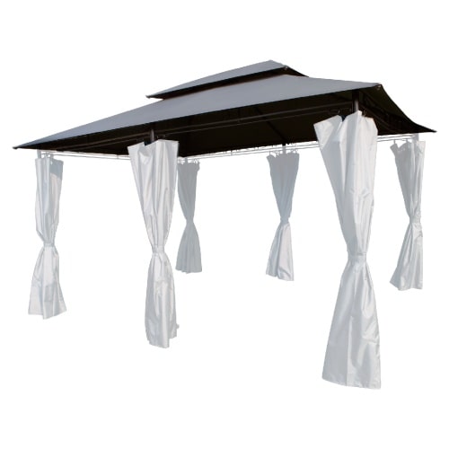 Ersatzdach Pavillon 4x3m wasserdicht Gartenpavillon Doppeldach steingrau : Steingrau