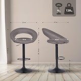thumbnail of CHEFGASTRO 2er Set Barhocker IGUAZU Stoff Schwarz HxBxT 77x52x47cm Stoff Grau Barstuhl