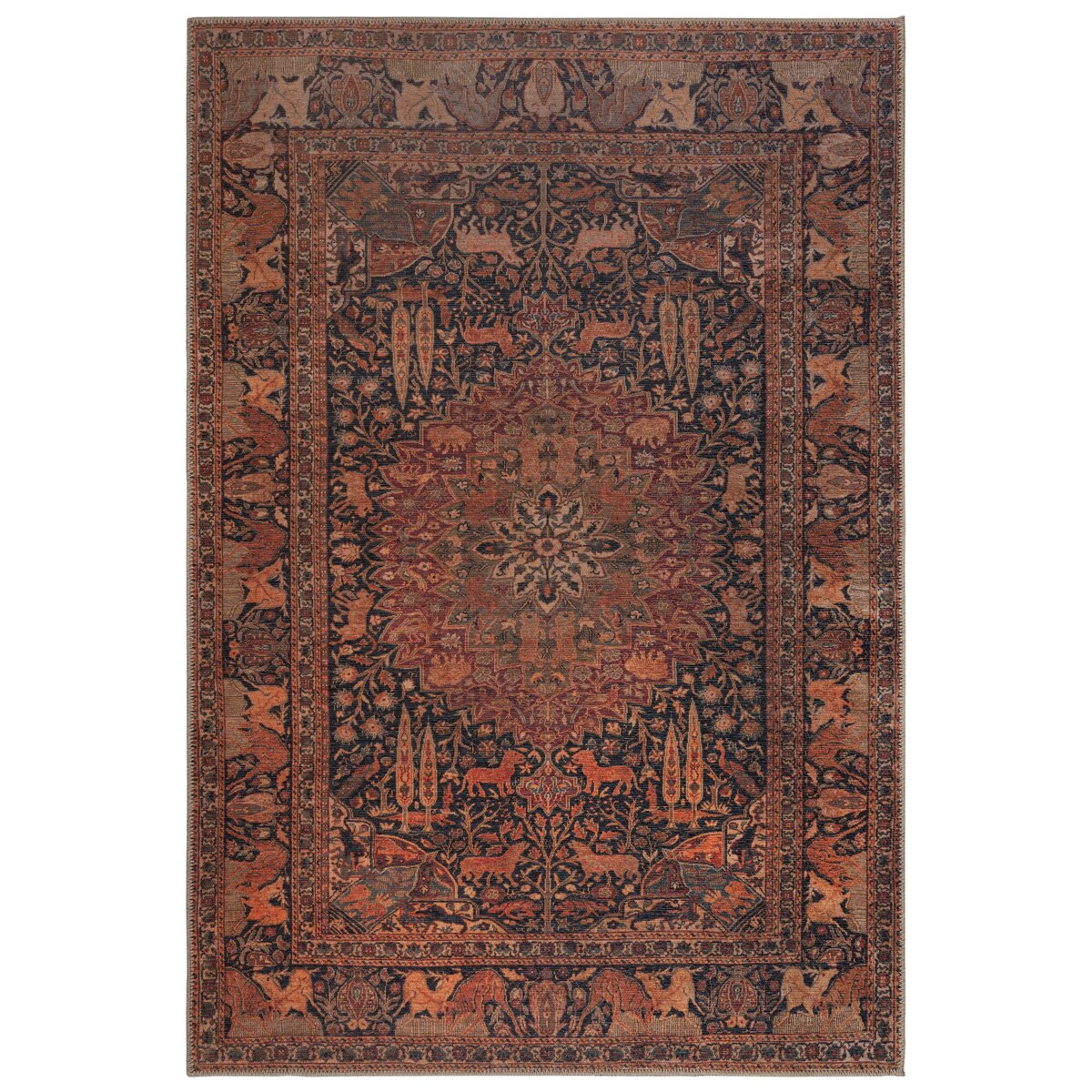 KADIMA DESIGN Teppich Rot waschbar | Orientalischer Vintage Stil | Flachgewebe | Pflegeleicht | 152x230cm