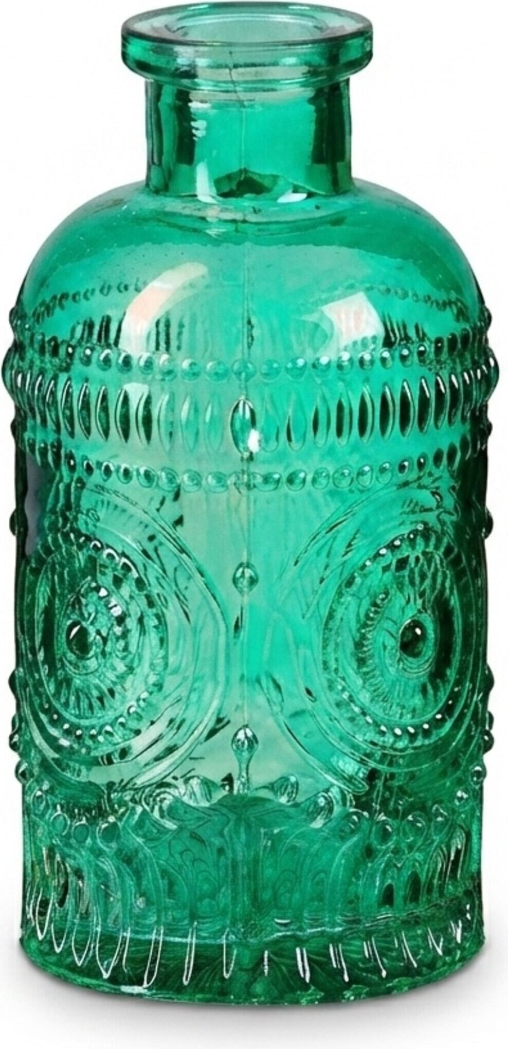Relaxdays Glasvase, 12er Set, Deko-Vase, geprägtes Vintage-Design, HD: 13x6 cm, Mini-Vasen für Tischdeko, Glas, grün