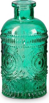 thumbnail of Relaxdays Glasvase, 12er Set, Deko-Vase, geprägtes Vintage-Design, HD: 13x6 cm, Mini-Vasen für Tischdeko, Glas, grün