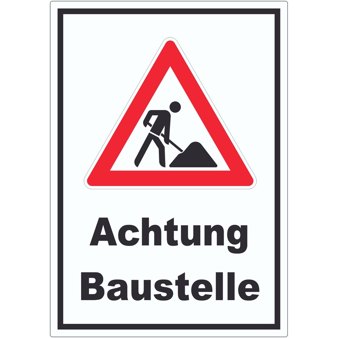 Achtung Baustelle Aufkleber Arbeitsstelle A7 (74x105mm)
