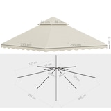 thumbnail of Outsunny techo de repuesto para cenador 3x3 m cubierta de repuesto con techo doble y 10 orificios de drenaje tela poliéster para carpa pabellón