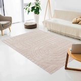 thumbnail of Tapis rectangulaire à poils ras motif contemporain beige 160 x 230 cm - Oviala
