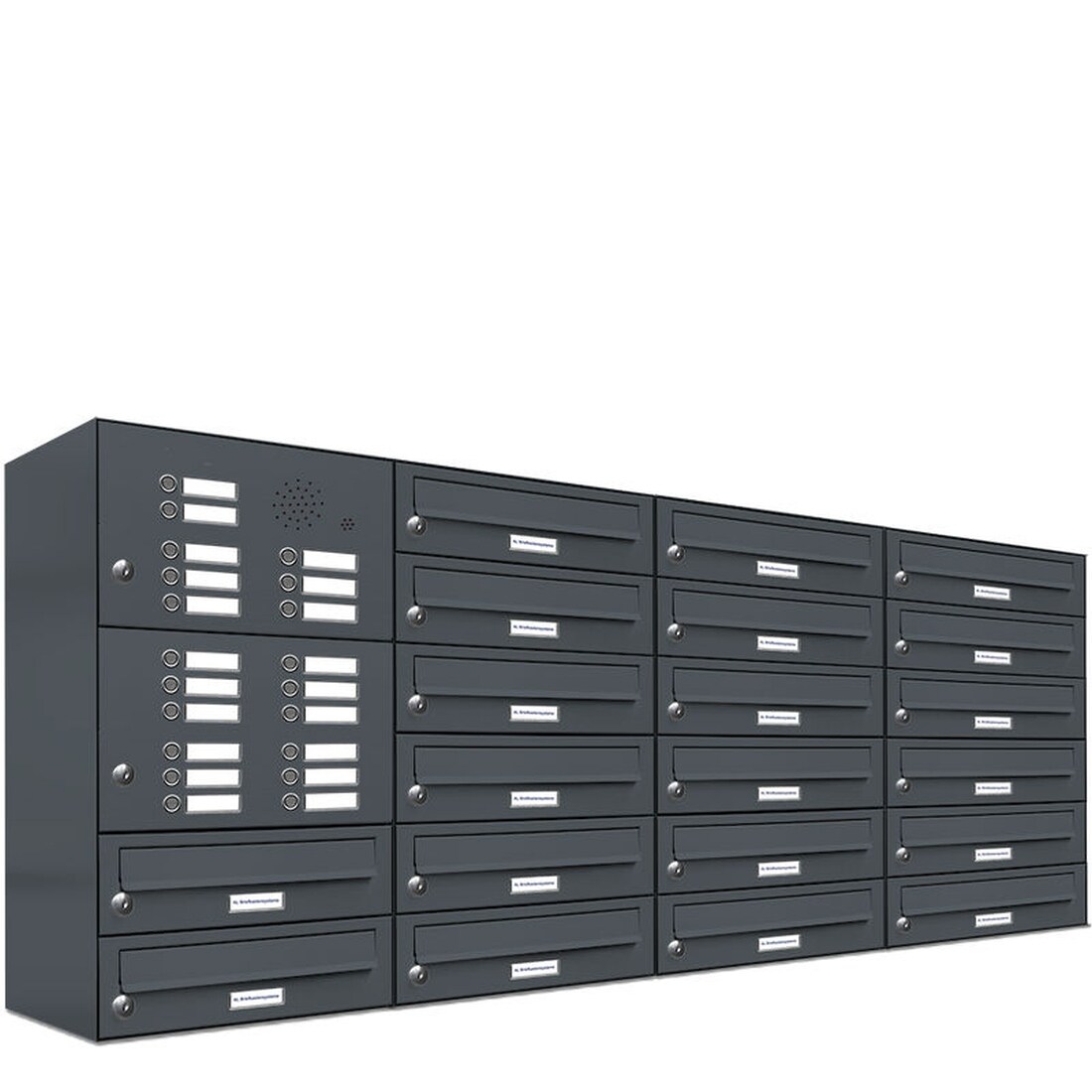 AL Briefkastensysteme 20 Fächer Premium Wand Briefkasten Anlage RAL 7016 Anthrazit Grau, Post A4, robust, wetterfest, Artikelnummer: 132P20EA4
