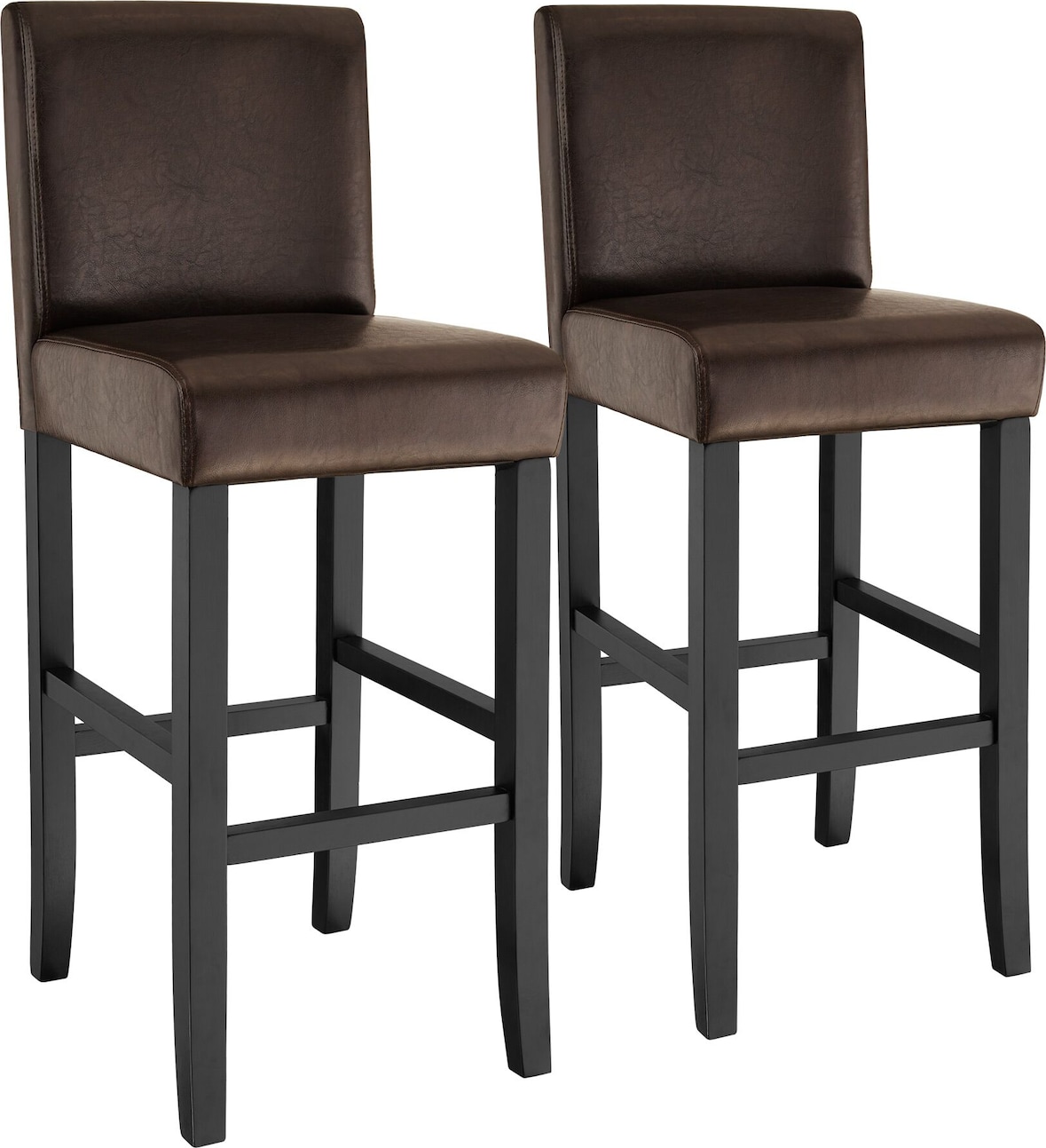 tectake Barhocker aus Kunstleder - 2er Set braun