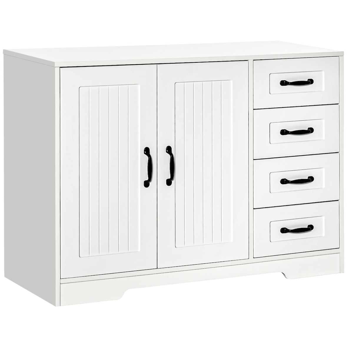 Sideboard MDF Weiß 105x40x76 cm mit 4 Schubladen, verstellbarem Einlegeboden und Kippschutz