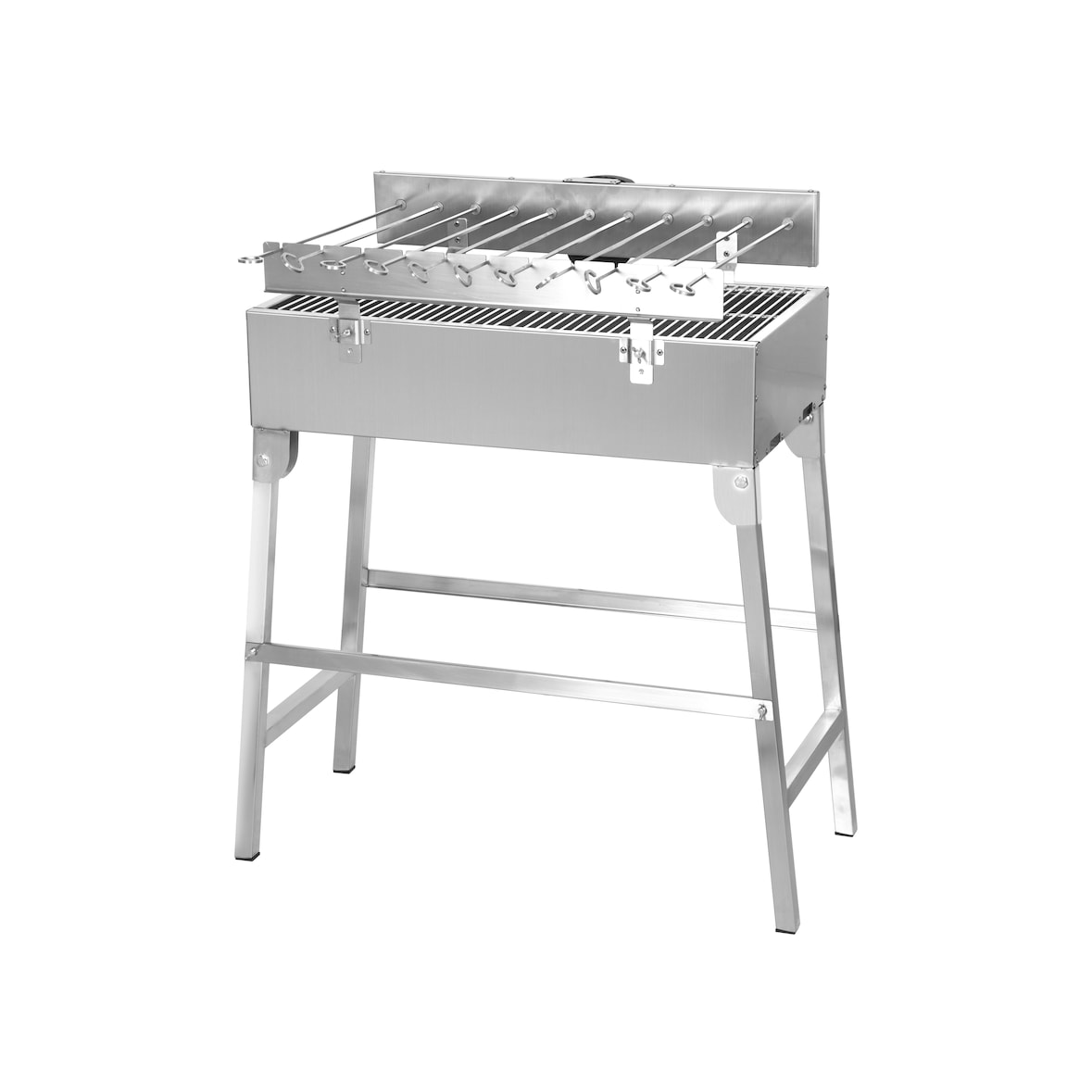 METRO PROFESSIONAL Holzkohlegrill Zondaro, 58 x 31 cm, mit drehbares Spießsystem, Edelstahl, silber