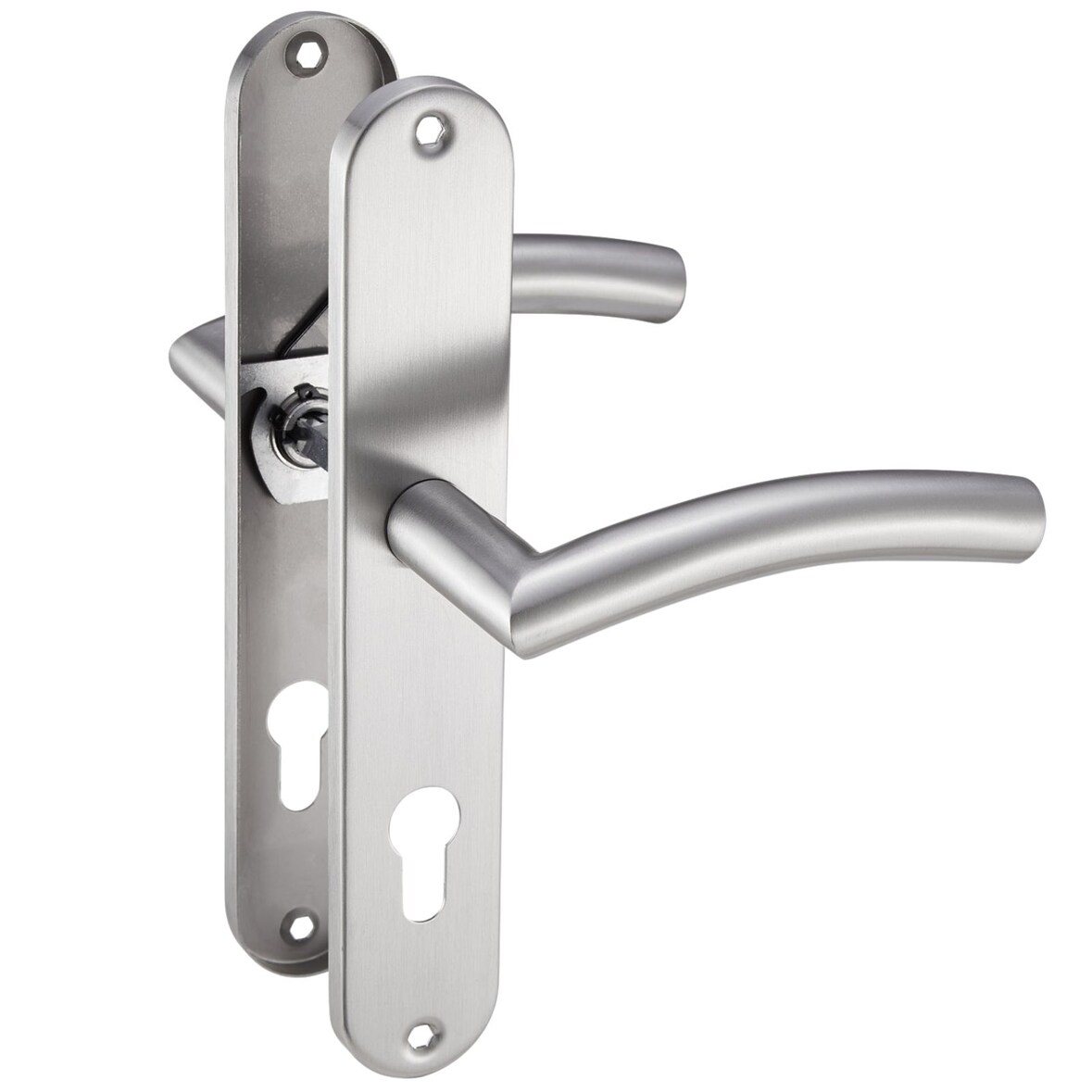 Langschild Drückergarnitur Edelstahl gebürstet ELLA PZ - Profizylinder Türbeschlag für Innentüren