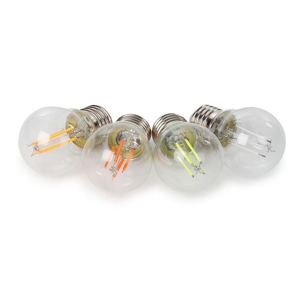 LED-Filament-Lampe, transparentes Glasgehäuse, G45, 4 Stück, verschiedene Farben