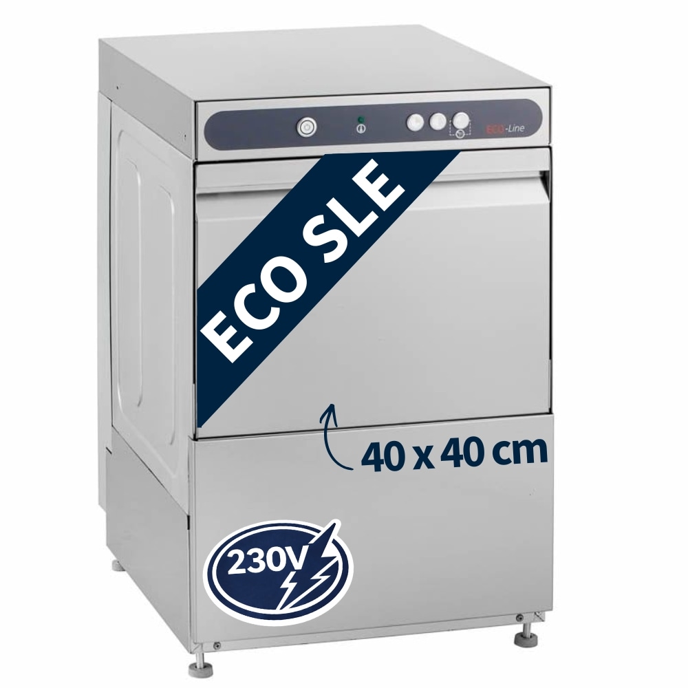 GastroHero Gläserspülmaschine ECO 40×40 cm Korbmaß | 230 V | Reiniger- & Klarspüldosierer | Ablaufpumpe & Enthärter | Einschubhöhe 270 mm |