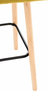 thumbnail of Décoshop26 - Gelber Samt-Barhocker mit Ziernähten Holzbeinen und Fußstütze 10_0000703