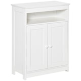thumbnail of Armario de Suelo para Baño con 2 Puertas Estante Ajustable y Compartimento Abierto Mueble Auxiliar de Almacenaje para Salón Cocina 60x30x80 cm