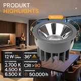 thumbnail of ENOVALITE LED Downlight ELED300105 12 W 2700 K, 4500 K, 6500 K einstellbar in warm-, neutral- und kaltweiß (CCT) grau IP65