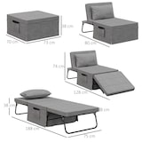 thumbnail of HOMCOM sofá cama de 1 plaza 4 en 1, sillón cama tapizado en lino, con respaldo ajustable de 5 niveles, almohada acolchada, 75x80x74 cm, gris