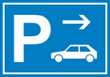 thumbnail of Auto PKW Parkplatz Schild mit Richtungspfeil rechts waagerecht A2 Rückseite selbstklebend