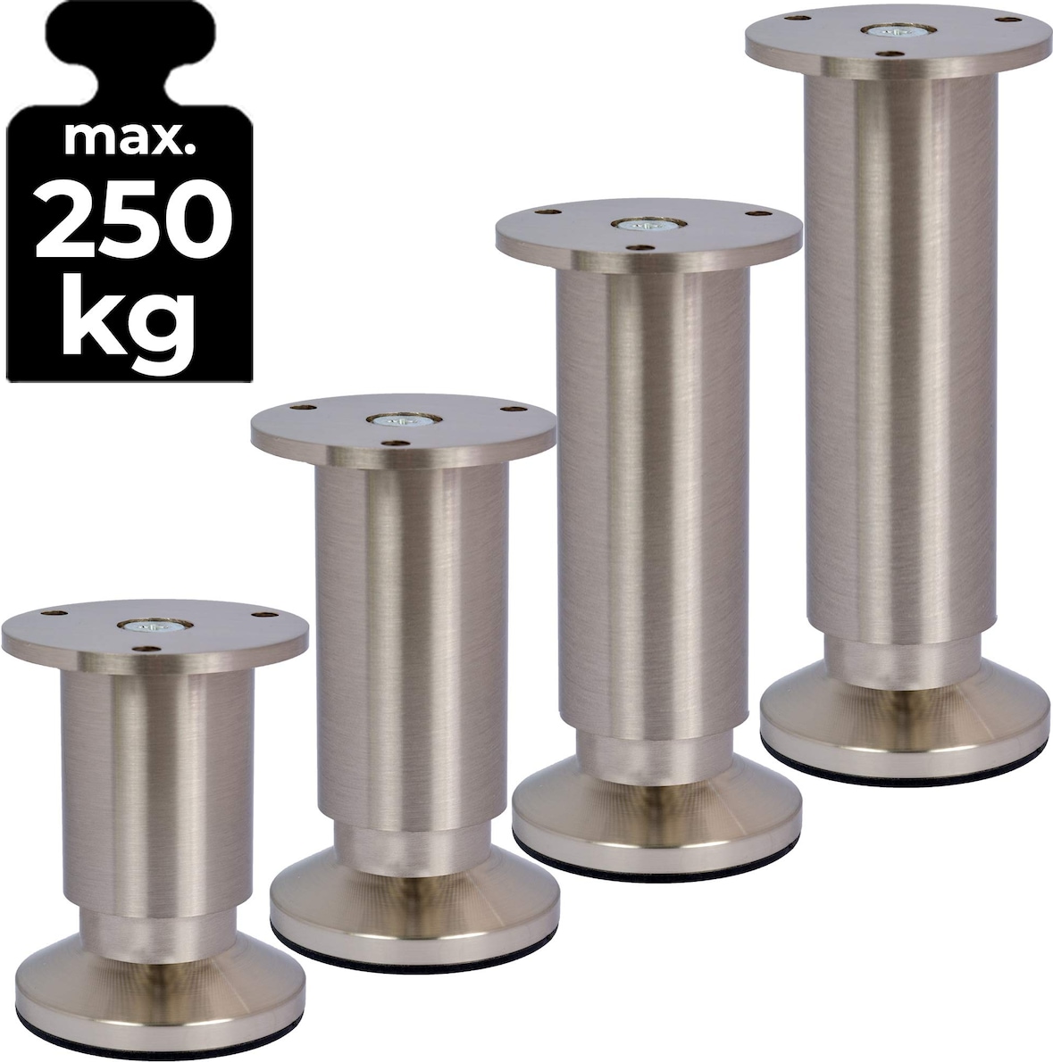 8 Möbelfüße Sofafuß Möbelbeine EDELSTAHL OPTIK gebürstet Höhe 15 cm 38 mm stabile Ausführung Sofa