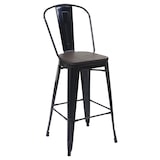 thumbnail of Set Stehtisch + 2x Barhocker HWC-A73 inkl. Holz-Tischplatte, Barstuhl Bartisch, Metall Industriedesign, FSC® ~ schwarz