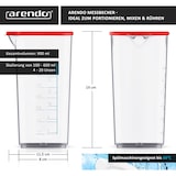 thumbnail of Arendo Messbecher mit Deckel, 600 ml, 20 Unzen, Klarsichtbecher aus Kunststoff, ideal für Handmixer, Stabmixer, Handrührer