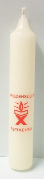 Kerze Friedenslicht aus Bethlehem, Leuchterkerze, christliche Weihnachtskerze, 160 x 28 mm