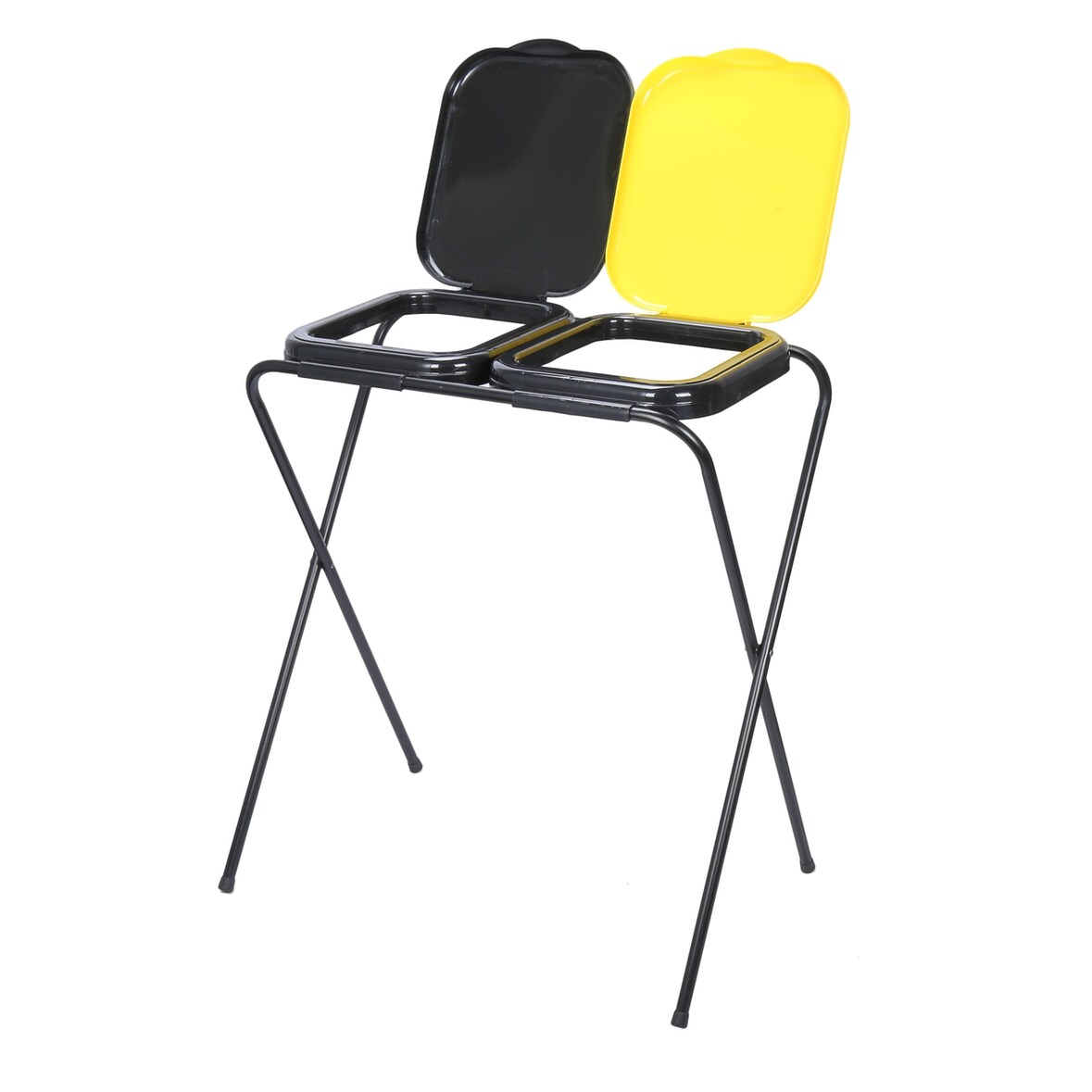 aro Zweifach-Abfallsackhalter, Polypropylen / Stahl, 36 x 36 x 75 cm, schwarz/gelb