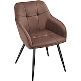 thumbnail of tectake Chaise rembourrée en velours matelassé avec dossier continu brun/noir - 405724