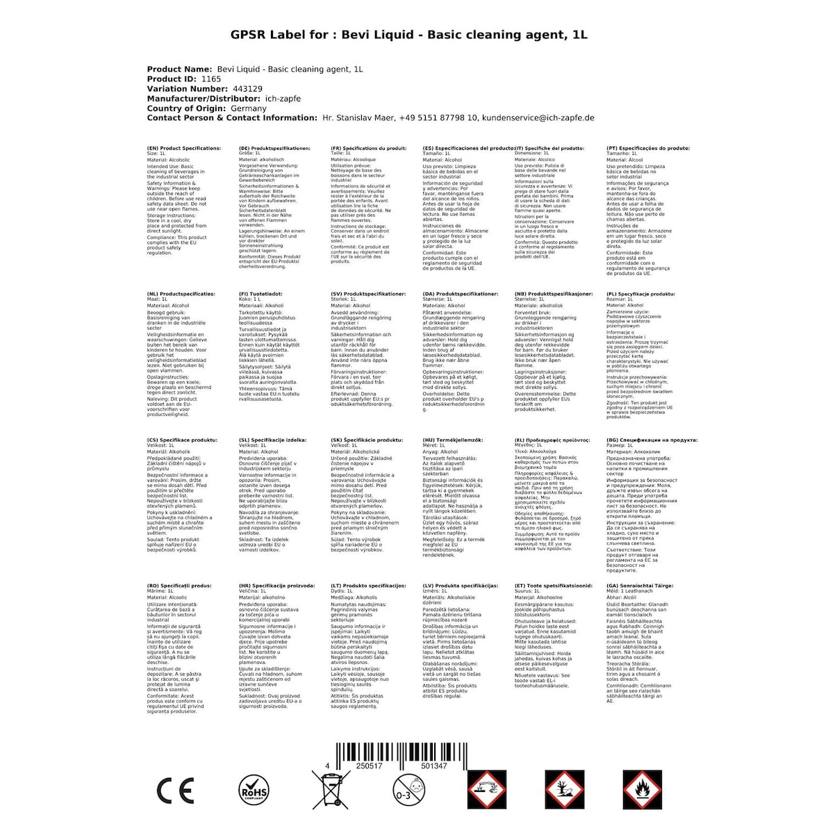 Bevi Liquid - Grundreinigungsmittel - 1Liter