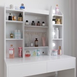 thumbnail of Toeletta Tavolino Trucco Tavolo Con 9 Luci LED Luminosità E Tonalità Regolabili Specchio 2 Cassetti 7 Vani A Giorno Mensole 40 x 90 x 144.7 Cm Bianco