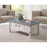 thumbnail of Couchtisch 100 x 60 cm mit Schublade Pinienholz weiß grau lasiert MEXICO