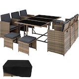 thumbnail of tectake Salon de jardin MALAGA 10 places avec housse de protection - marron naturel - 403731