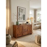 thumbnail of Sideboard Massivholz Sheesham Kommode 118 cm 3 Schubladen 2 Türen Design Highboard Landhaus-Stil braun
