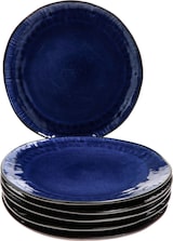 thumbnail of 6er Set Speiseteller Reactive Glaze Navy Blue- Athens