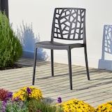 thumbnail of Set van 6 stapelbare stoelen in polypropyleen met glasvezel voor tuin of binnengebruik, waterafstotend en duurzaam, modern design – TRIXY – Zwart
