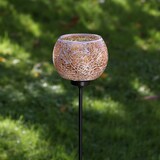 thumbnail of Windlicht Teelichthalter Deko Mosaik Gartenstecker Gartenstab orange