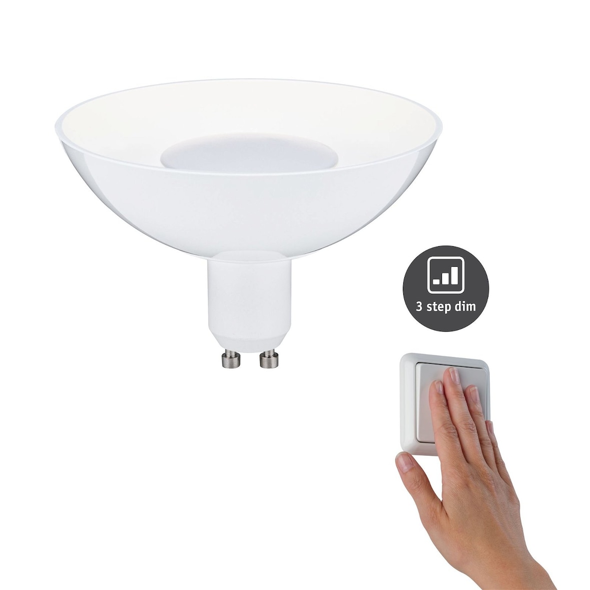 Paulmann Réflecteur LED 3-Step-Dim   GU10 230V 360lm 4,9W 3000K gradable Blanc 28793