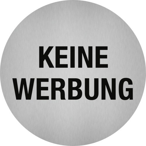 Aufkleber - Piktogramm Keine Werbung, Edelstahl, selbstklebend, Ø 50 mm