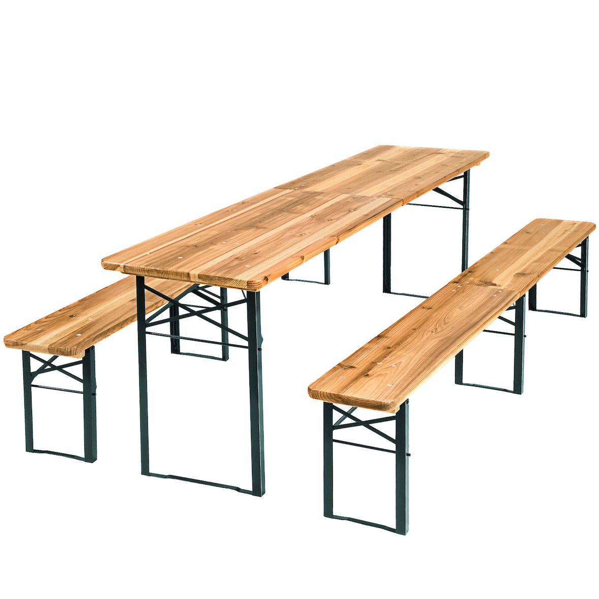 tectake Table de jardin pliante RALF 220 x 50,5 x 77,5 cm avec bancs - marron - 402189