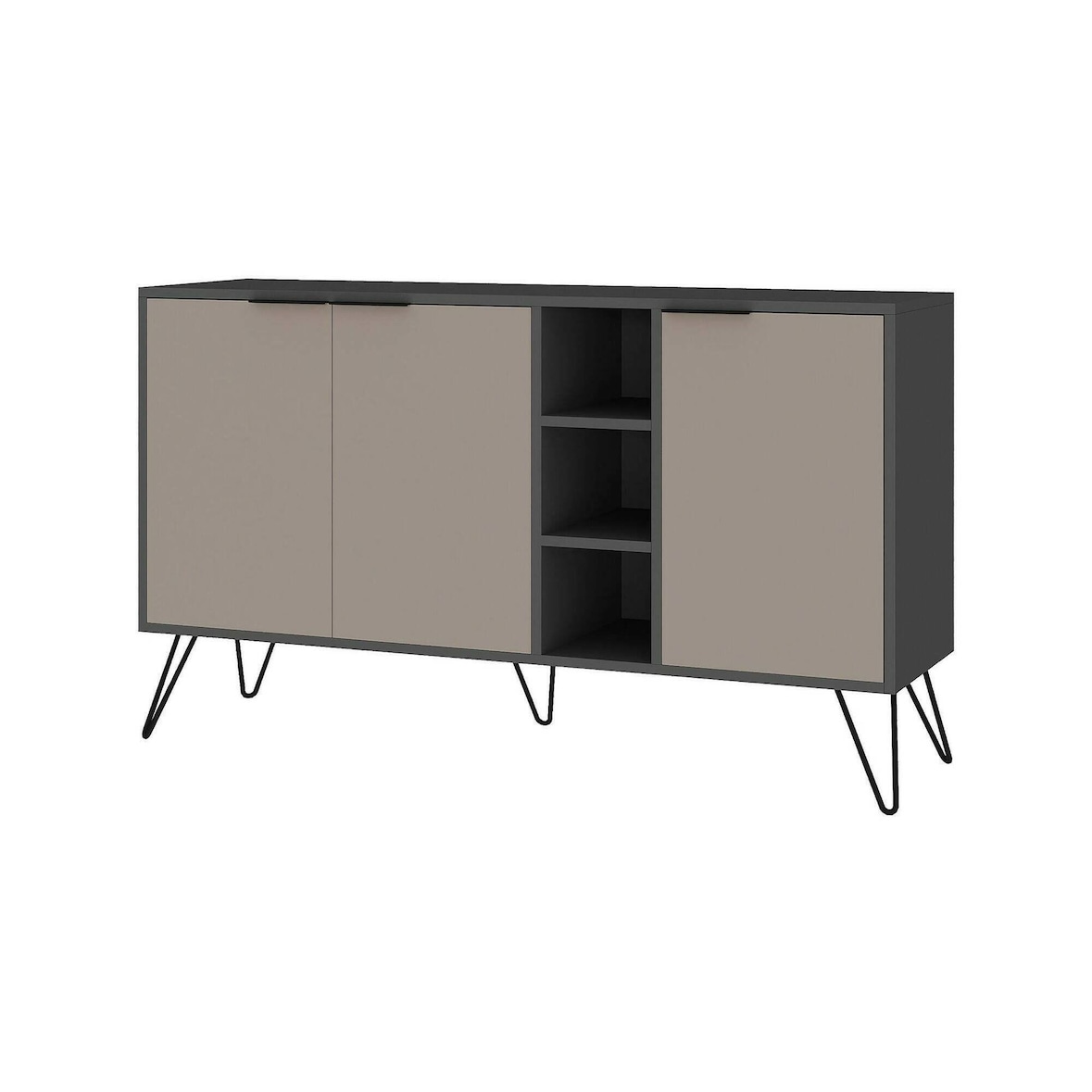 Dmora Credenza Dpenz, Buffet da soggiorno, Madia da salotto, Dispensa da cucina, 142x36h83 cm, Antracite e Beige