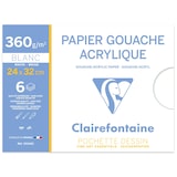 thumbnail of Clairefontaine 5x Papier für Gouache und Acryl, Packung mit 6 Blatt 24x32 cm, 360g - 93341C